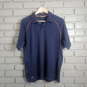 Alo Men's Coolfit Performance Active Polo Shirt M Blue Orange Trim